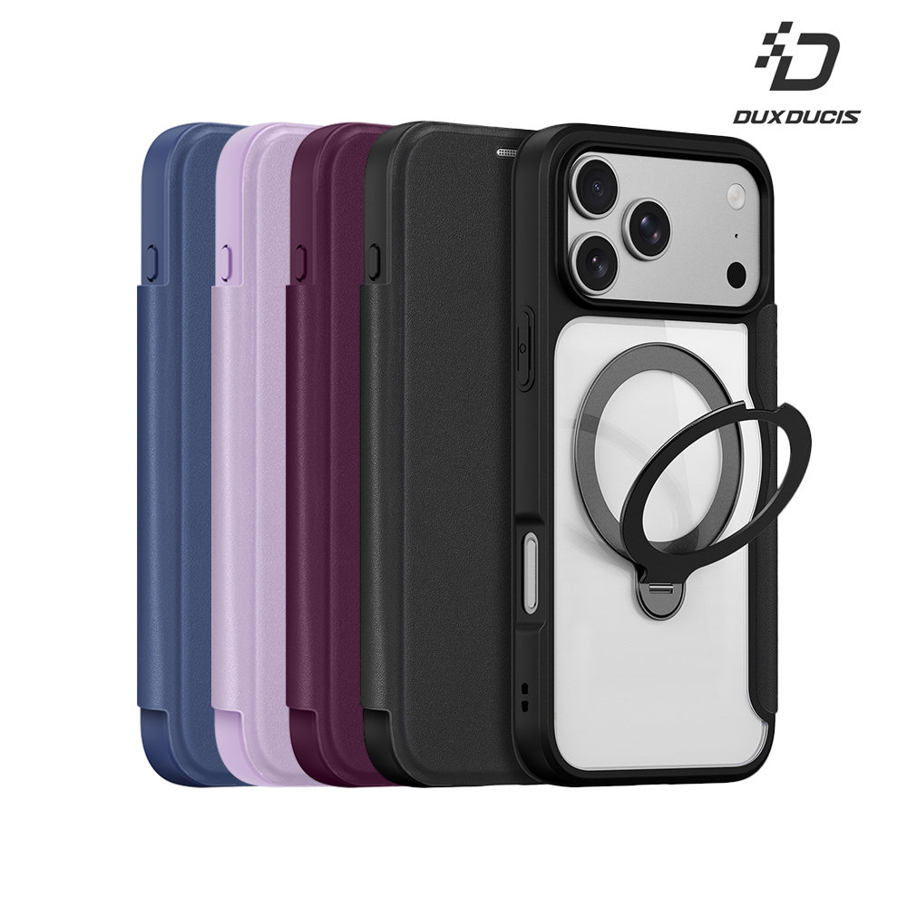 DUX DUCIS Apple 蘋果 iPhone 18 Pro Max / iPhone 17 Pro Max SKIN X Pro 磁吸支架皮套(粉紫)