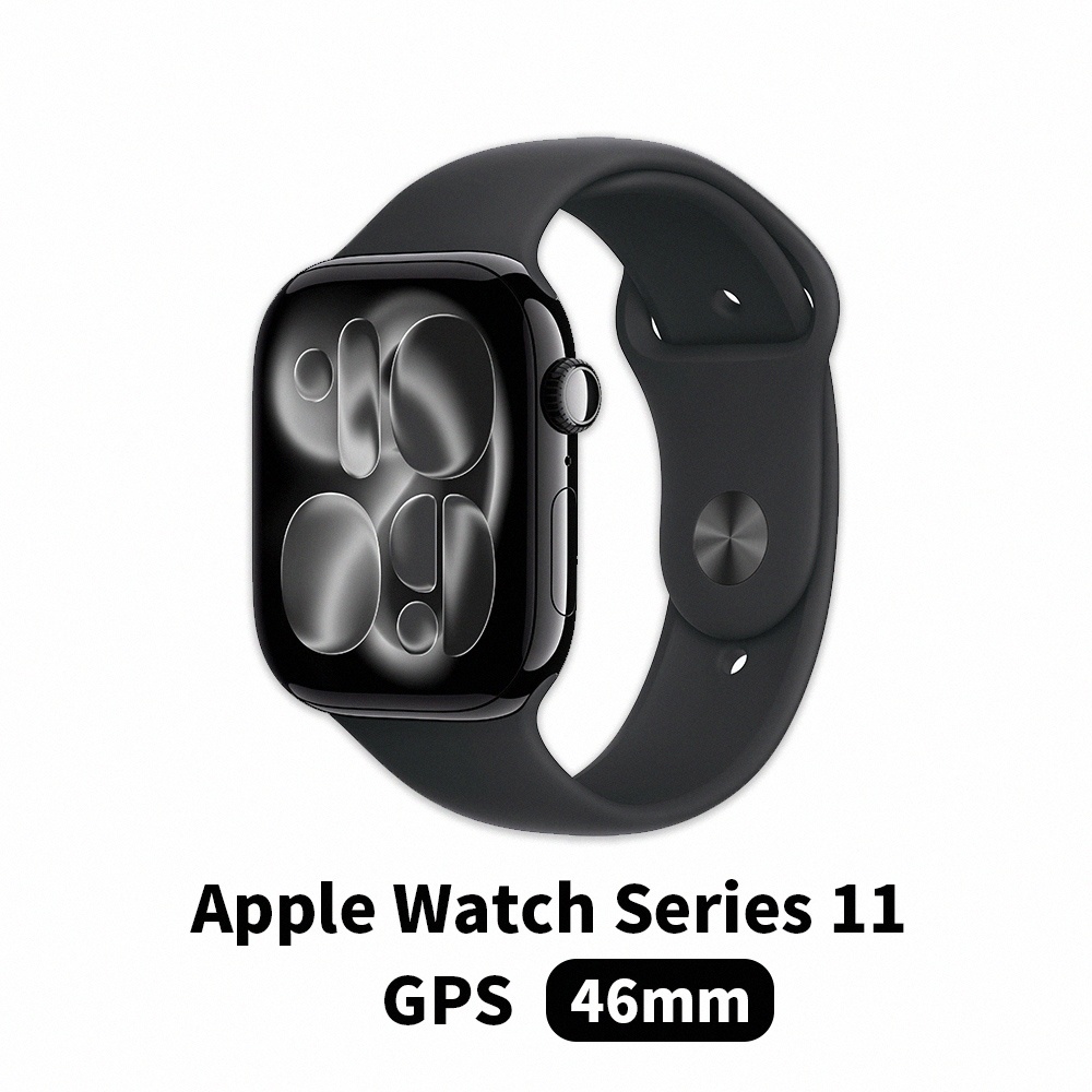 【Apple】Apple Watch Series 11 GPS 46mm 曜石黑鋁配黑運動錶帶 SM