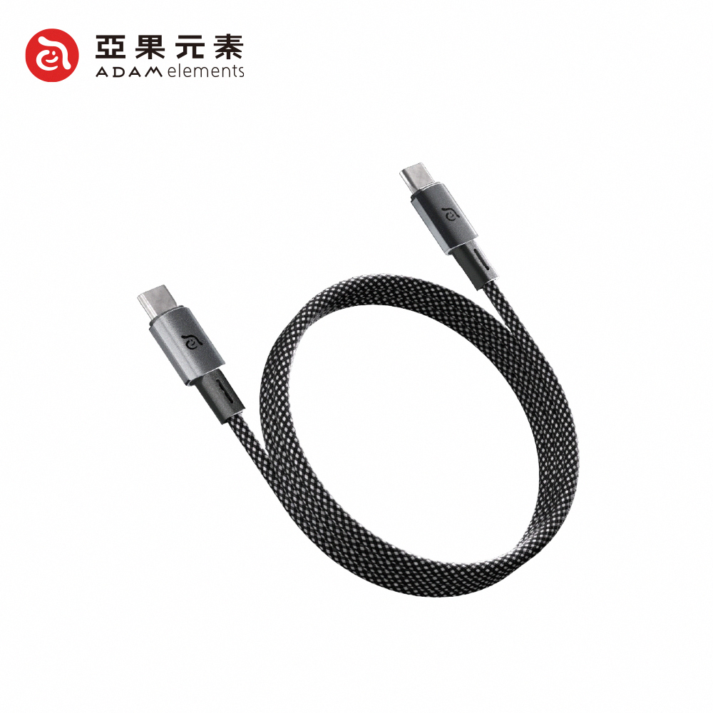 【亞果元素】MS100 USB-C to USB-C 60W 磁吸收納編織充電線 1M-黑