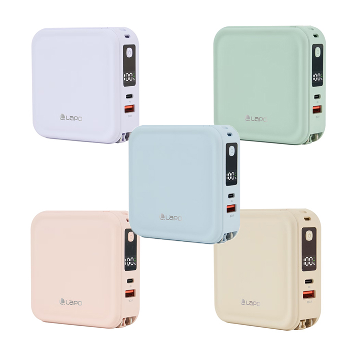 限量特別版 LaPo 超進化八合一 WT-08 10000mAh 雙孔輸出多功能無線充行動電源（自帶線：Type-C + Type-C）清新綠