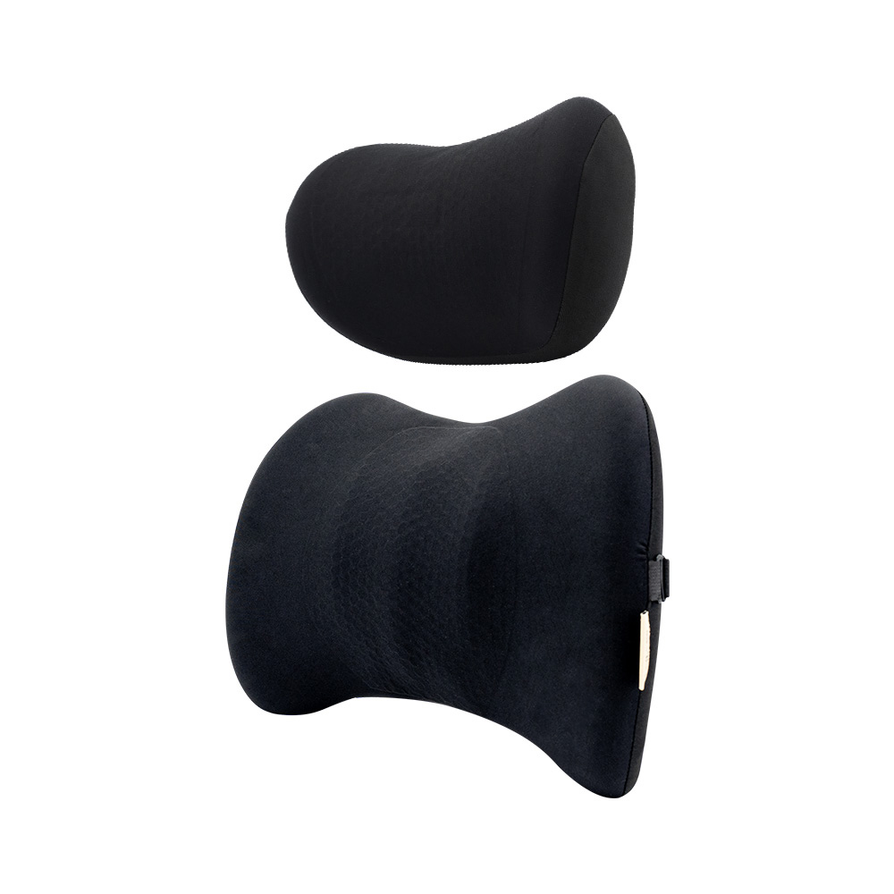 【OMyCar】3D凝膠車用頭枕+護腰墊 (凝膠材質 透氣舒適 車用靠墊 車用腰枕 符合人體工學設計)