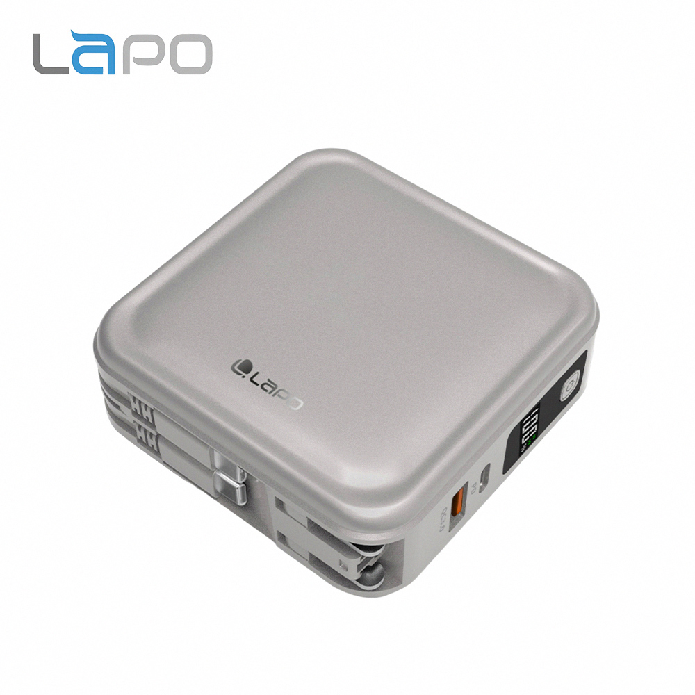 【LaPO】超進化八合一 自帶線多功能無線充行動電源10000mAh WT-08 (琉光金 C+C自帶線)