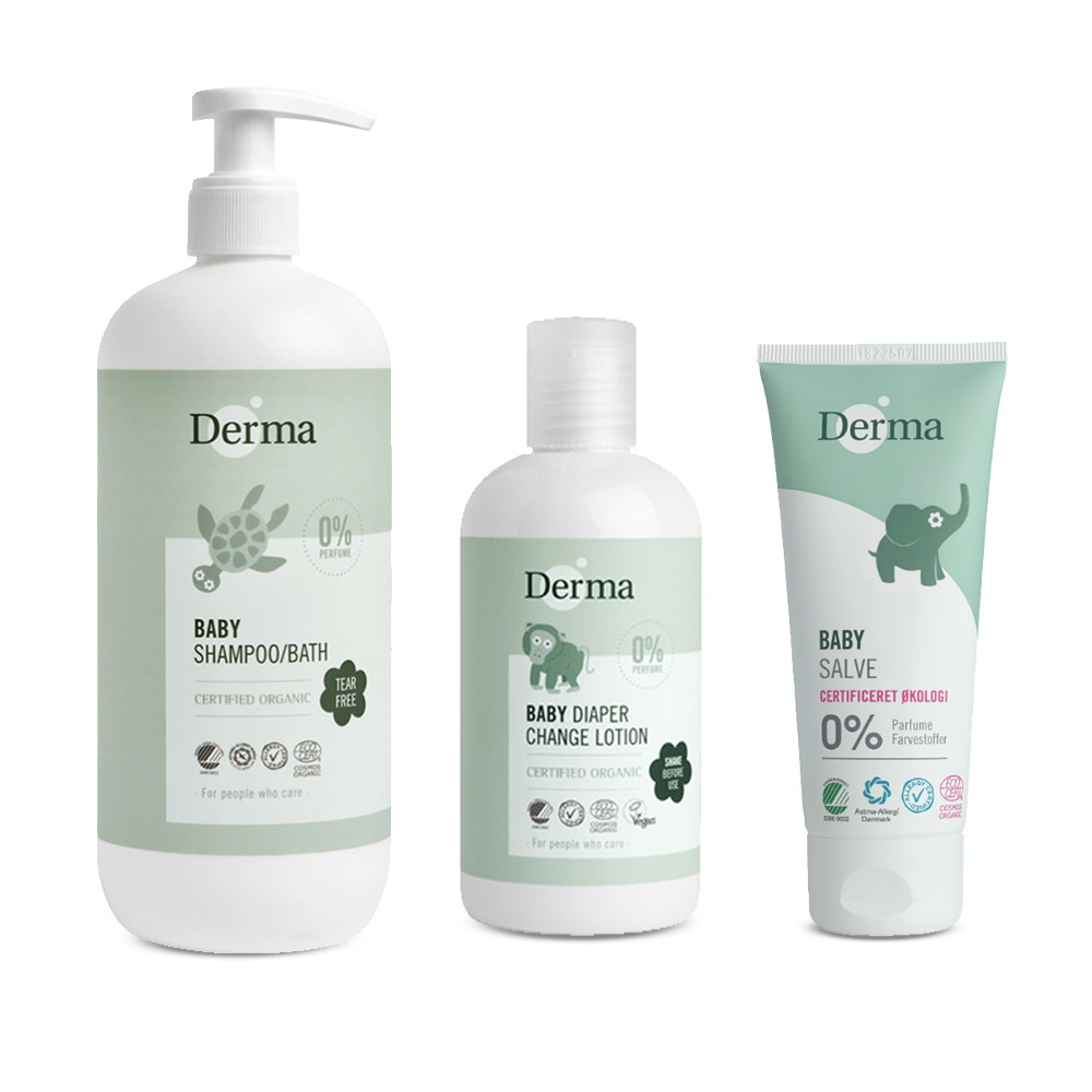 【Derma】寶寶屁屁水嫩呵護組(沐浴露 500ml+萬用膏100ml+乾洗防護乳250ml)
