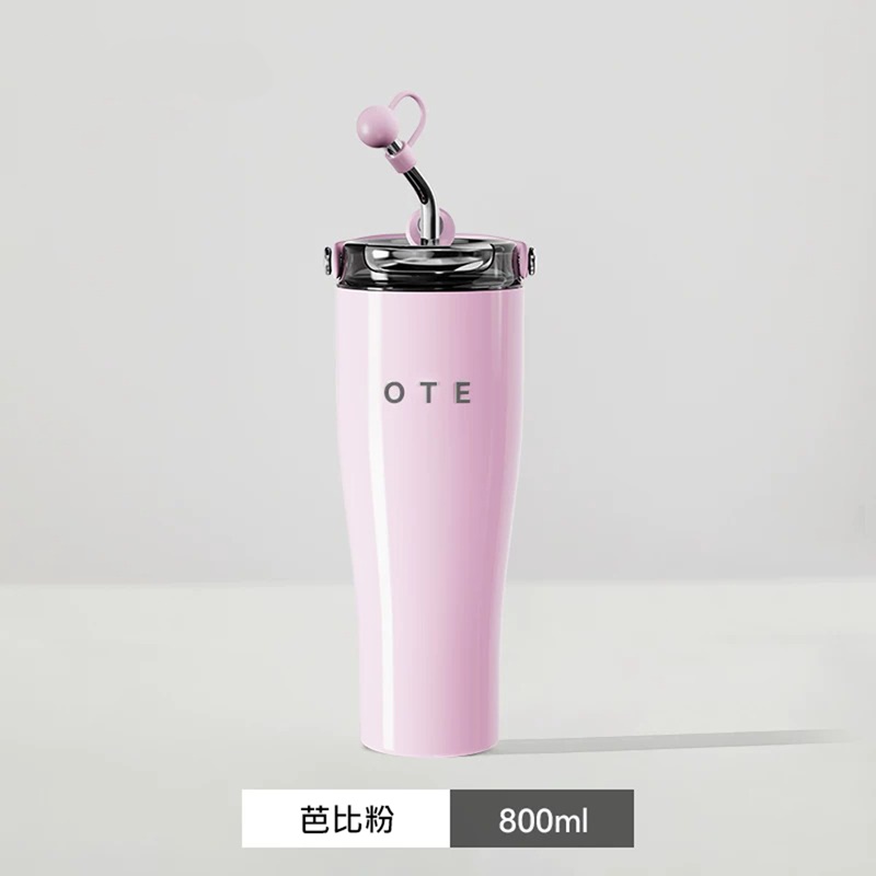 OTE歐堤 LQ 800ML Raincolor T2 316不銹鋼吸管保溫杯 保溫杯 隨行杯 芭比粉