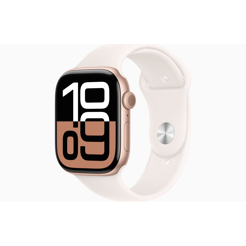 【員購】Apple Watch S10 GPS 42mm 玫瑰金色鋁金屬-淡胭粉色運動型錶帶-S/M