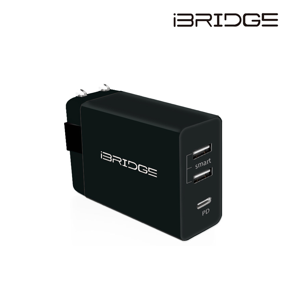 iBRIDGE PD急速雙USB充電器-黑