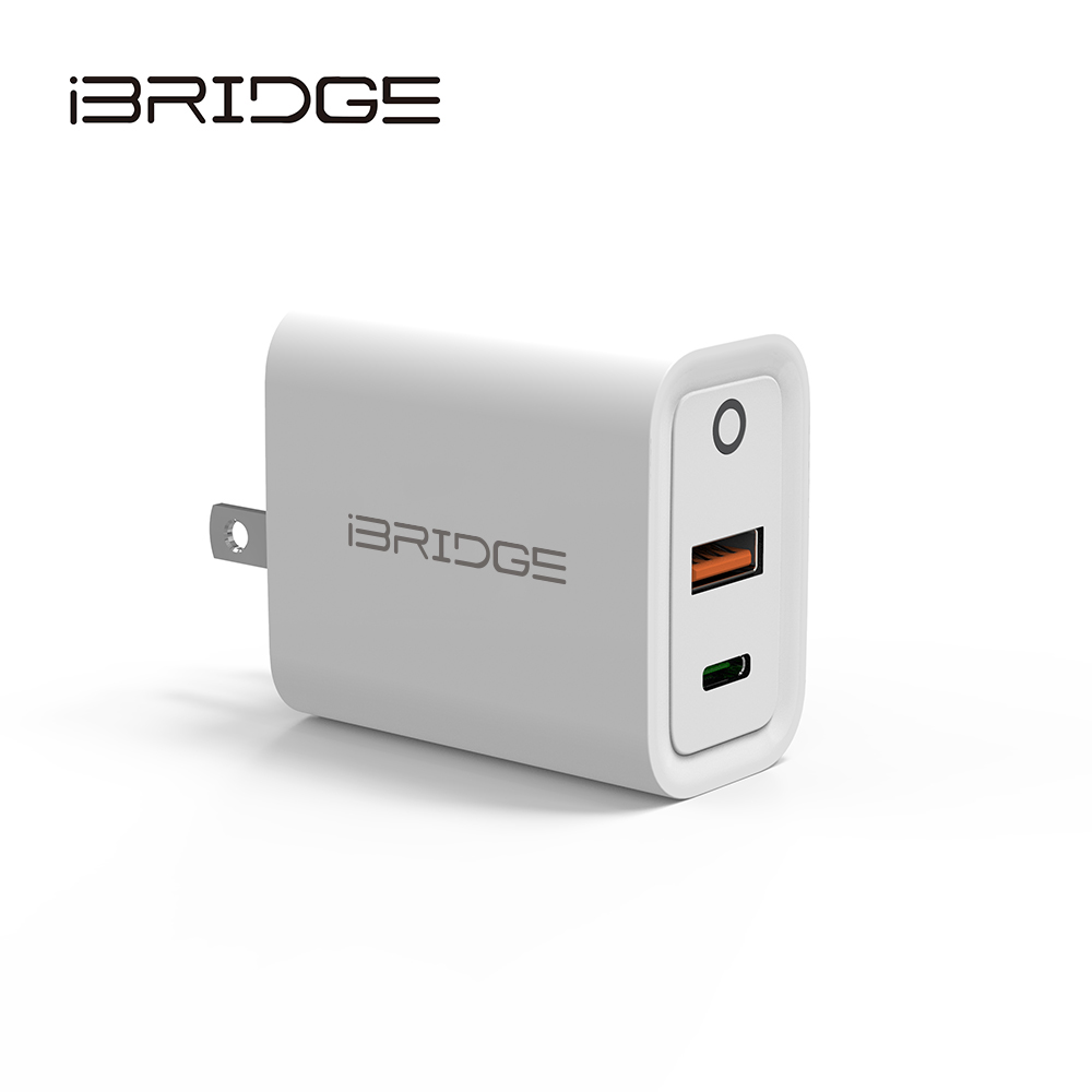 iBRIDGE PD 30W 雙孔快速充電器-白