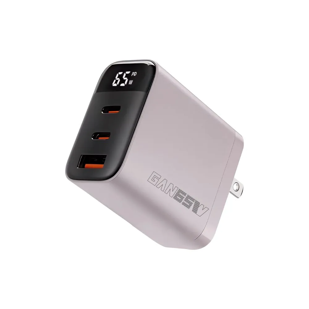 Wephone 65W氮化鎵三孔快速充電器-藕荷粉