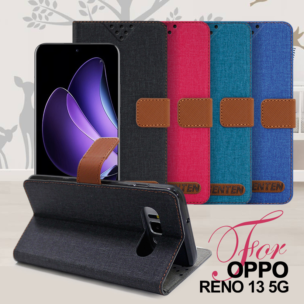 GENTEN for OPPO RENO 13 5G 自在文青風支架皮套-黑