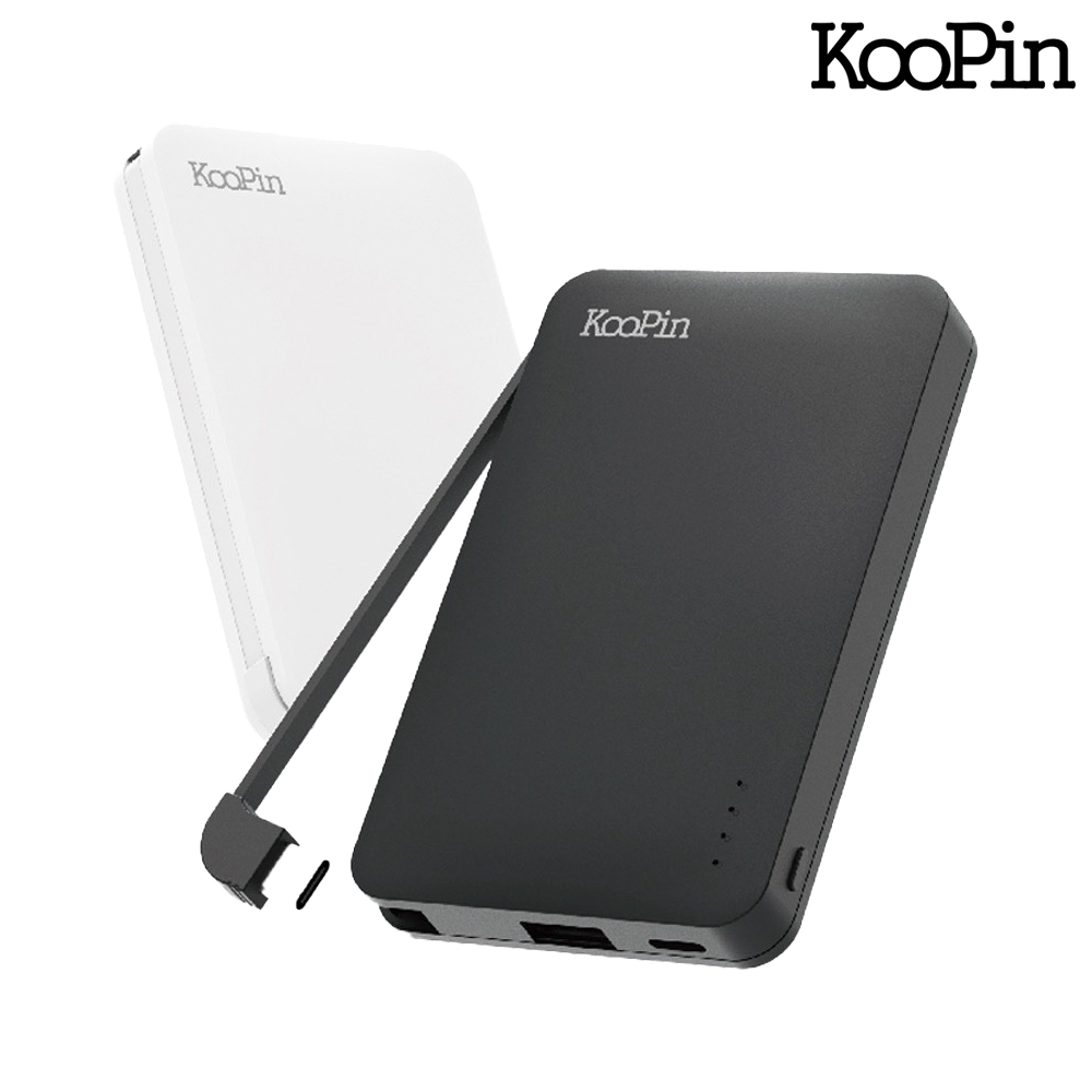 KooPin 8208 極簡風自帶線 Type-C 行動電源(5000mAh)(極簡白)