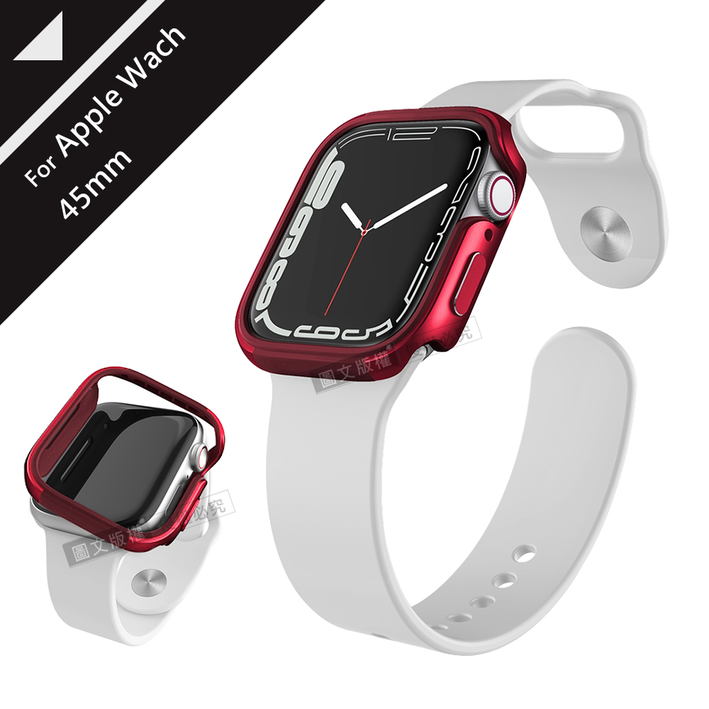 刀鋒Edge系列 Apple Watch Series 9/8/7 (45mm) 鋁合金雙料保護殼 保護邊框(野性紅)