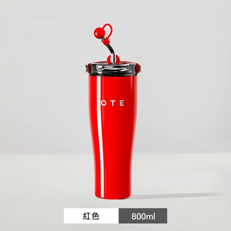OTE歐堤 LQ 800ML Raincolor T2 316不銹鋼吸管保溫杯 保溫杯 隨行杯 紅色