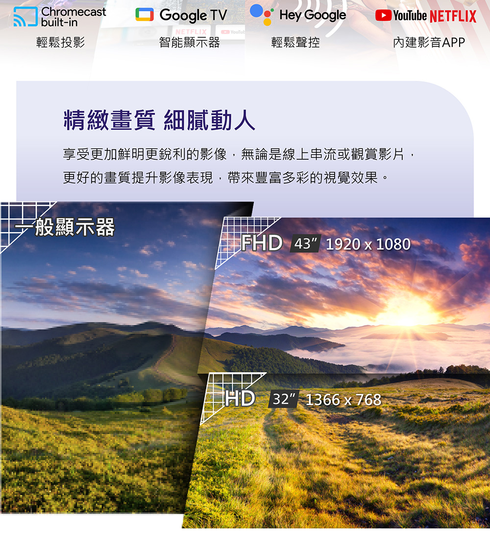 享受更加鮮明更銳利的影像,無論是線上串流或觀賞影片,