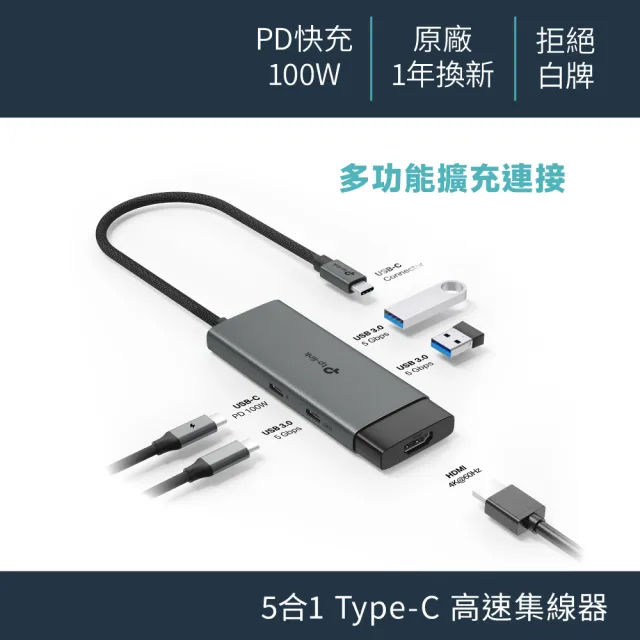 【TP-Link】UH5020C Type-C 五合一集線器 HUB 轉接器 5埠USB Type-C 隨插即用 編織線 支援iOS