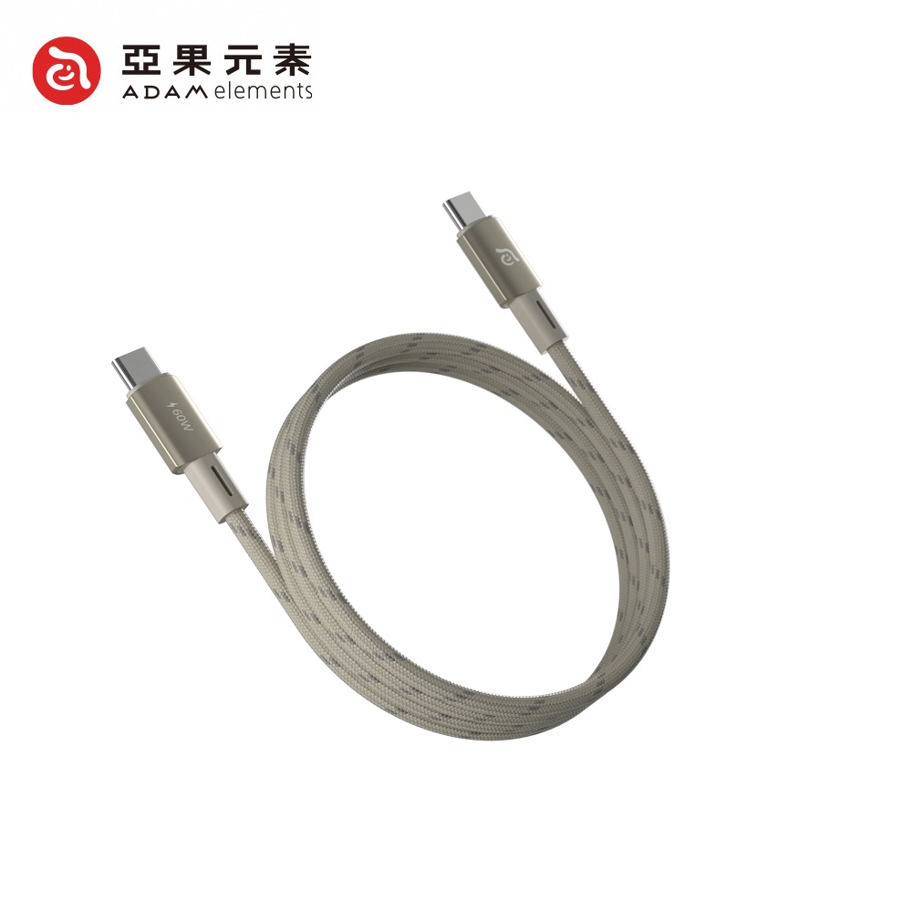 【亞果元素】MS100 USB-C to USB-C 60W 磁吸收納編織充電線 1M-鈦