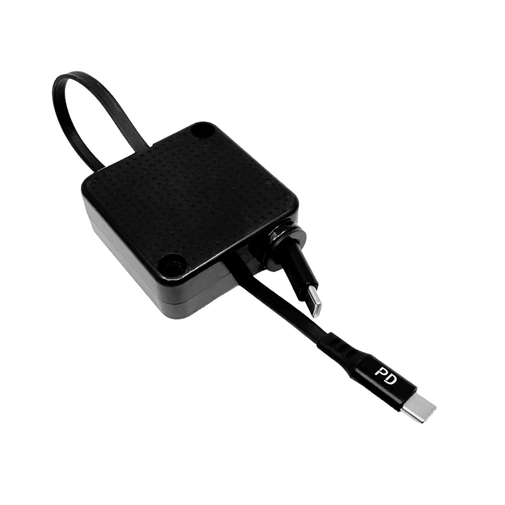 QinD Type-C to C 方塊單拉伸縮充電線(100W)(1M)