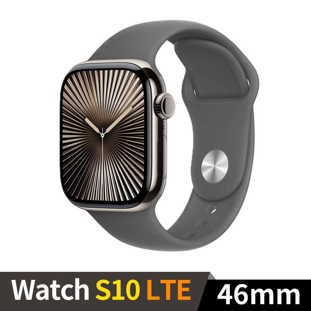 Apple Watch S10 GPS+LTE 46mm 鈦金屬原色錶殼配灰石色運動錶帶 ML