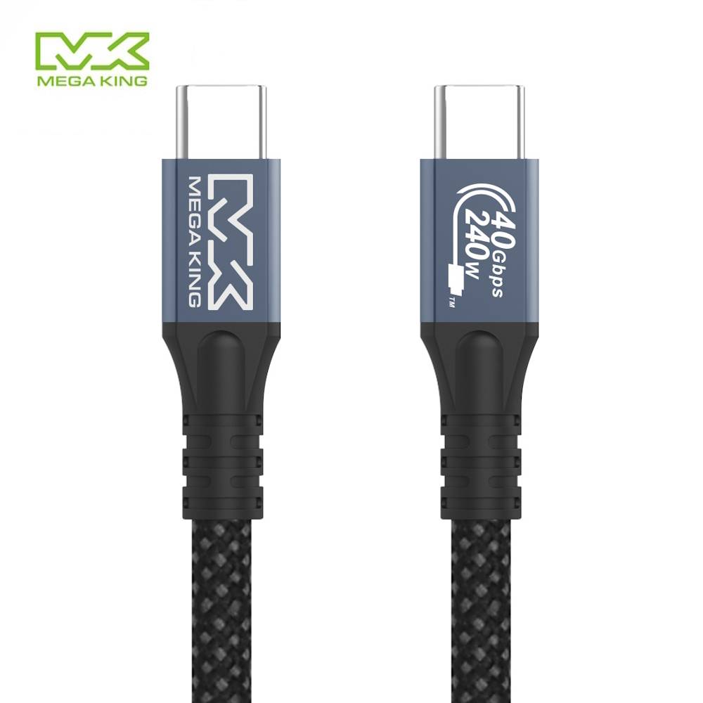 MEGA KING 240W+40G 高速傳輸充電編織線 1.5M 黑