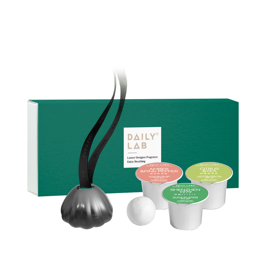 Daily Lab LQ DLXFK4010貝殼系列香氛掛飾車載香氛3 in 1混合香氣套裝 黑蝶貝色