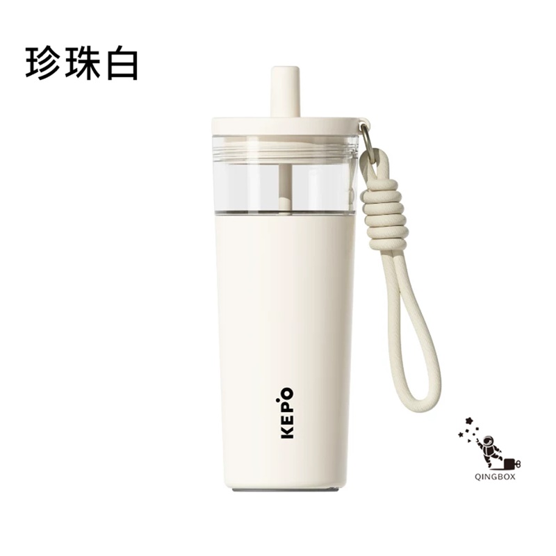 KEPO LQ 700mL KC016 316L不鏽鋼茶水分離保溫杯 陶瓷款 珍珠白