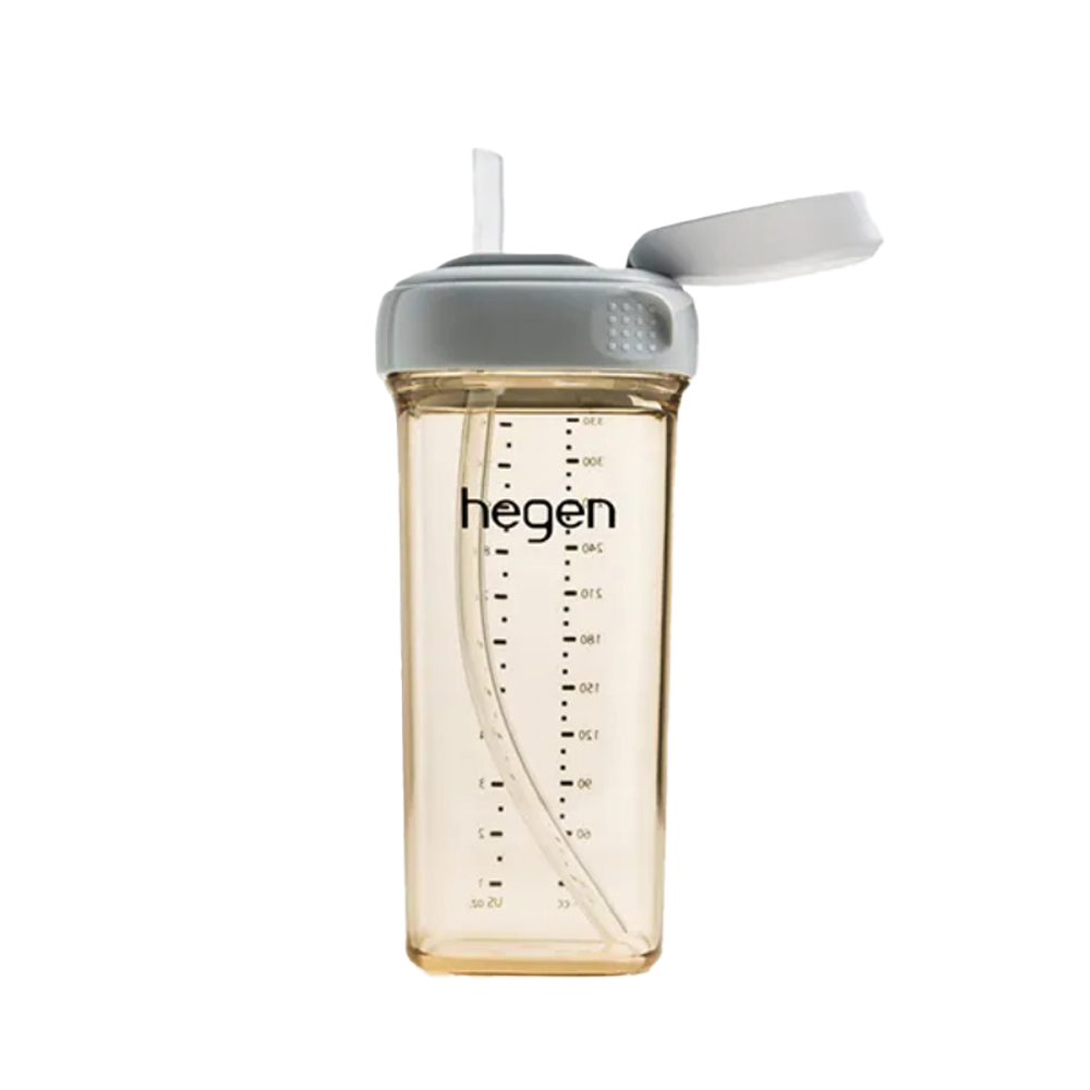 【hegen】PCTO 輕飲時光PPSU方圓型寬口吸管杯3.0 330ml-霧灰