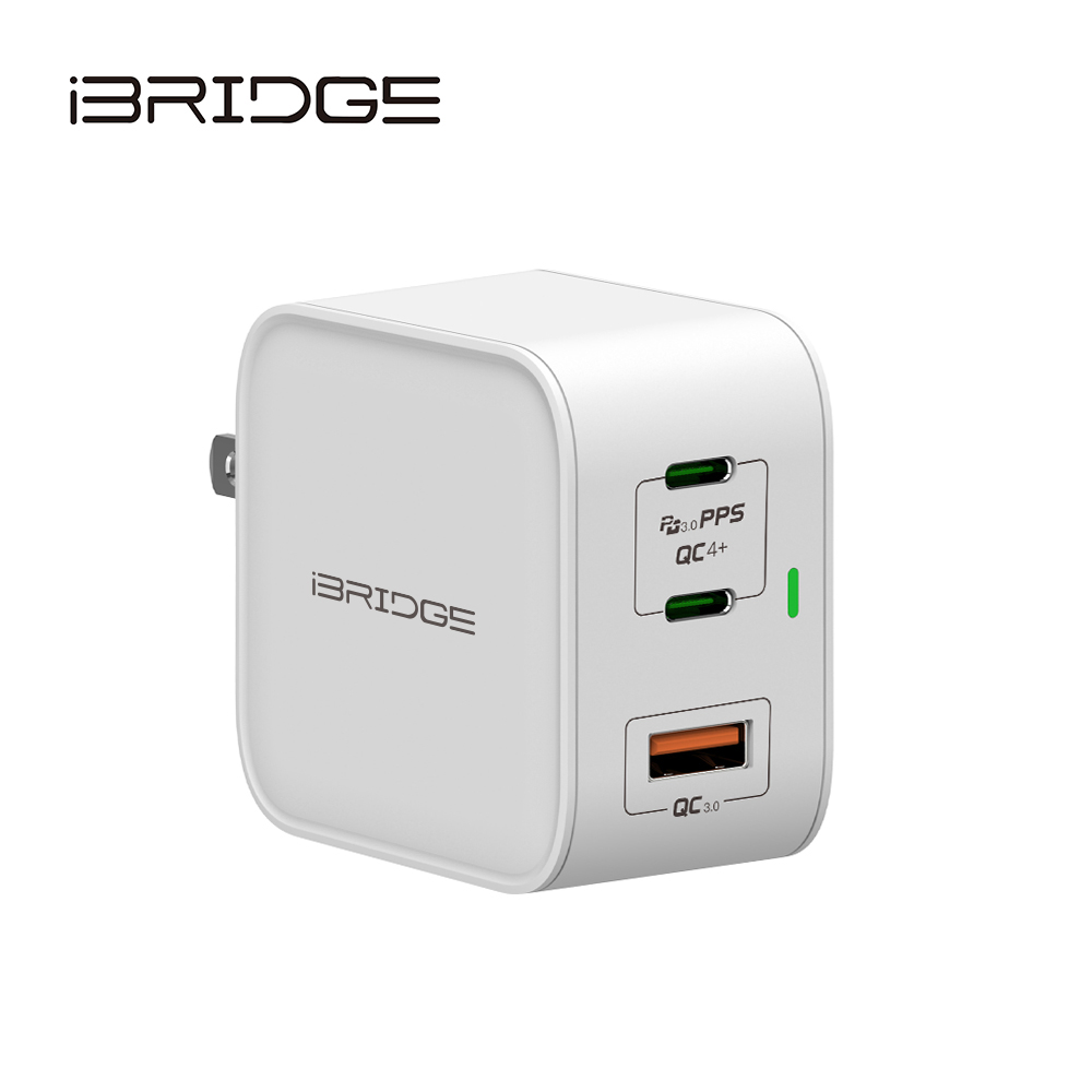 iBRIDGE GaN 65W 3Ports 充電器-白