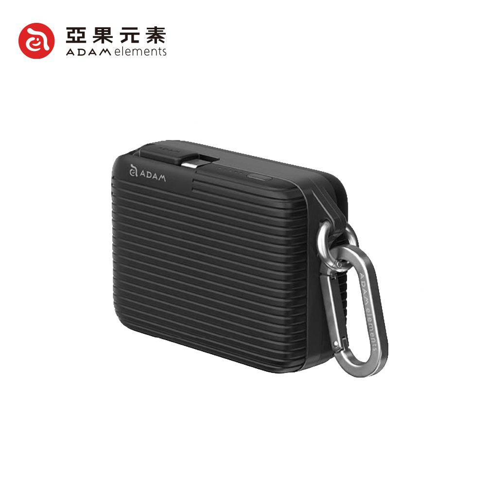 【亞果元素】VIONTA T1 旅行用自帶線行動電源10000mAh(有標示Wh)-黑色
