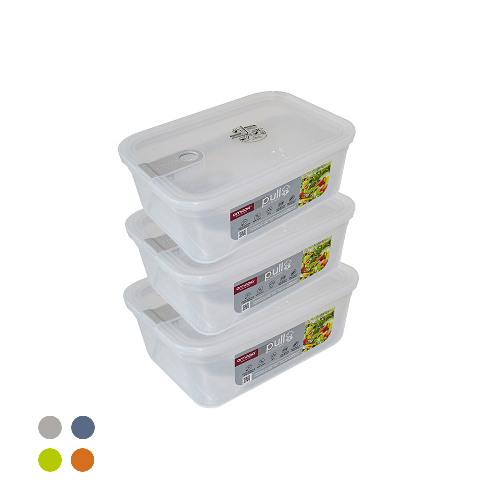 【義大利OMADA】主廚CHEF 單手易拉 PP保鮮盒2.3L(超值三件組)隨機色