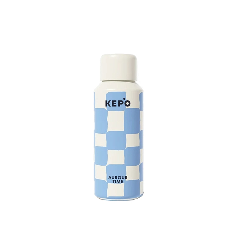 KEPO LQ 400ML KC009 無螺紋彈蓋保溫杯 316不銹鋼 酸奶格子
