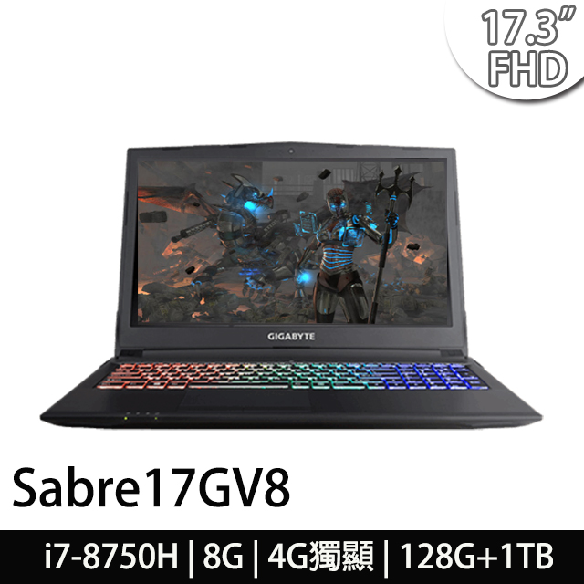 GIGABYTE 技嘉 Sabre17-G8 17.3吋1050獨顯電競筆電(i7-8750H/8G/128G+1T/GTX1050-4G/WIN10)