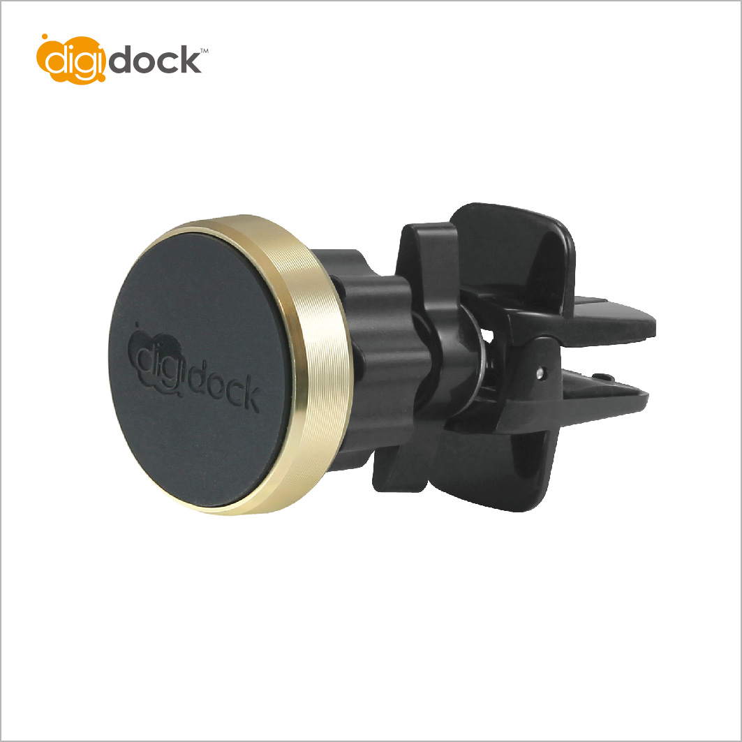 【digidock】Air Vent 出風口鎖式磁鐵鋁框手機車架 磁吸式手機架 冷氣出風口夾/汽車/支架 固定架 導航 GPS(AV-03MG-GD)