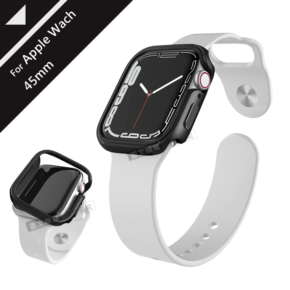 刀鋒Edge系列 Apple Watch Series 9/8/7 (45mm) 鋁合金雙料保護殼 保護邊框(經典黑)