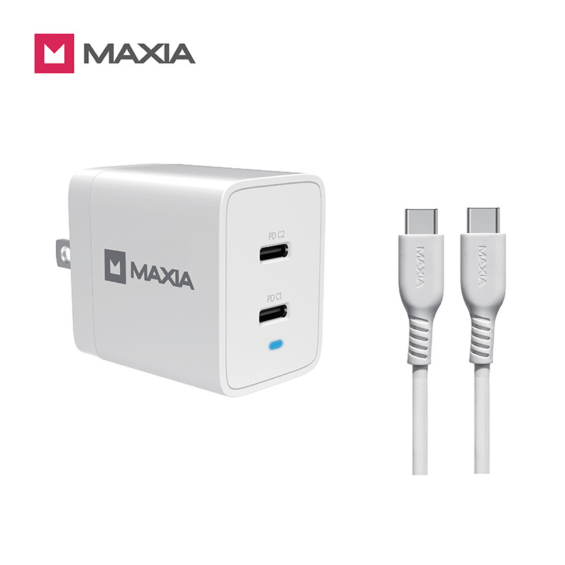 【MAXIA】氮化鎵GaN 47W急速快充組-白線(MPC-A47W+MQC-250)