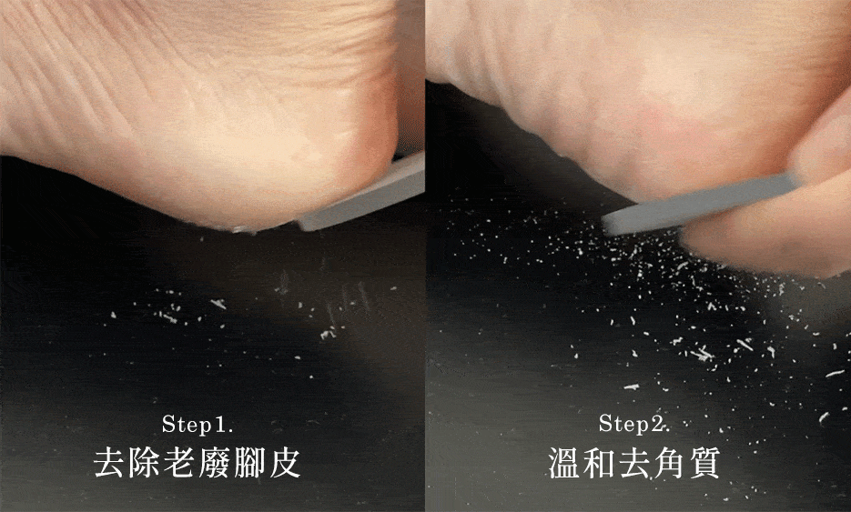Step1.去除老廢腳皮Step2.溫和去角質