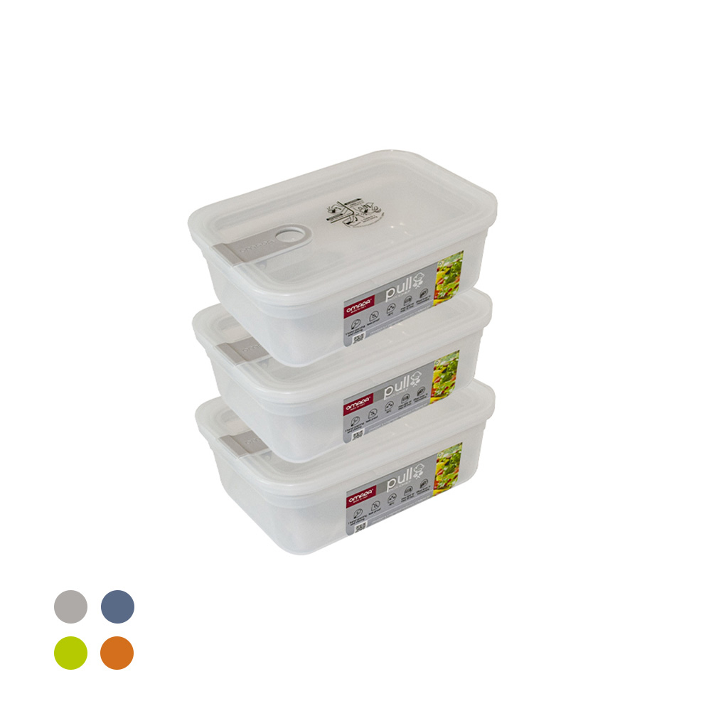 【義大利OMADA】主廚CHEF 單手易拉 PP保鮮盒1.1L(超值三件組)隨機色