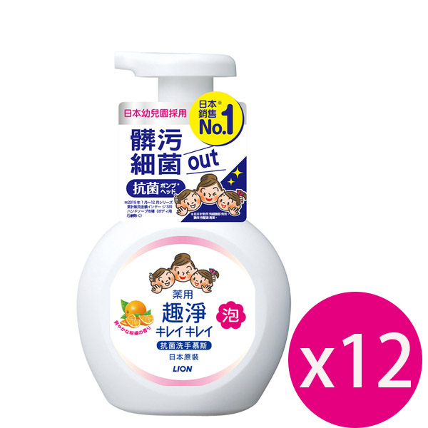 日本獅王趣淨洗手慕斯250ml-清爽柑橘*12瓶