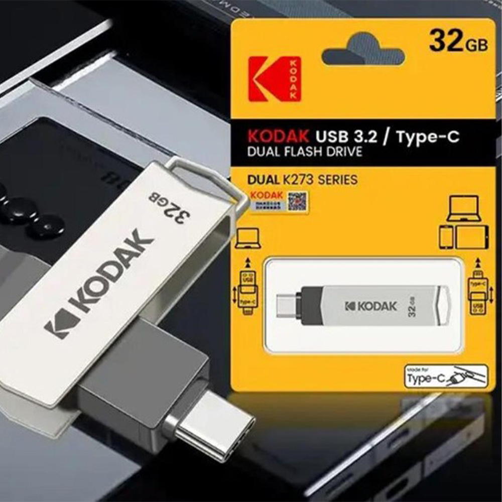 【Kodak 柯達】K273 雙接口Type-C 3.2 雙用途2合1隨身碟-32G