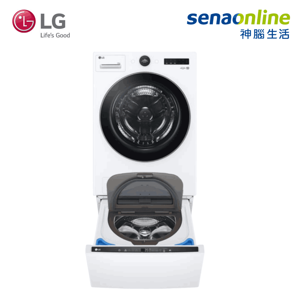 LG 22公斤蒸氣滾筒洗衣機+2.5公斤迷你洗衣機(WD-S22FW+WT-SD250HW)
