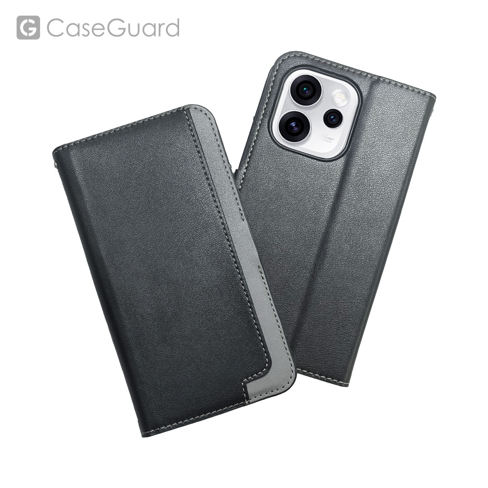 CaseGuard OPPO Reno15 側掀站立式皮套 黑色