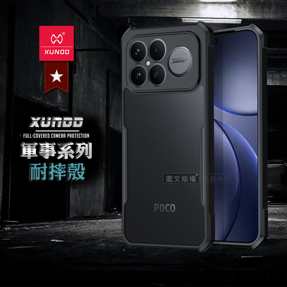 XUNDD訊迪 軍事防摔 POCO F8 Ultra 鏡頭全包覆 清透保護殼 手機殼(夜幕黑)