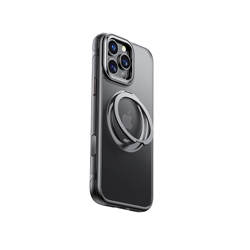 QinD Apple 蘋果 iPhone 16 Pro Max 旋轉磁吸支點殼(含相機鍵)(耀石黑)