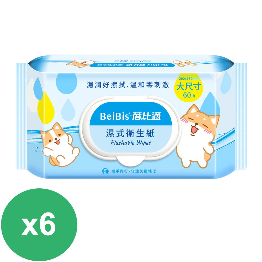 蓓比適 濕式衛生紙加蓋60抽X6包
