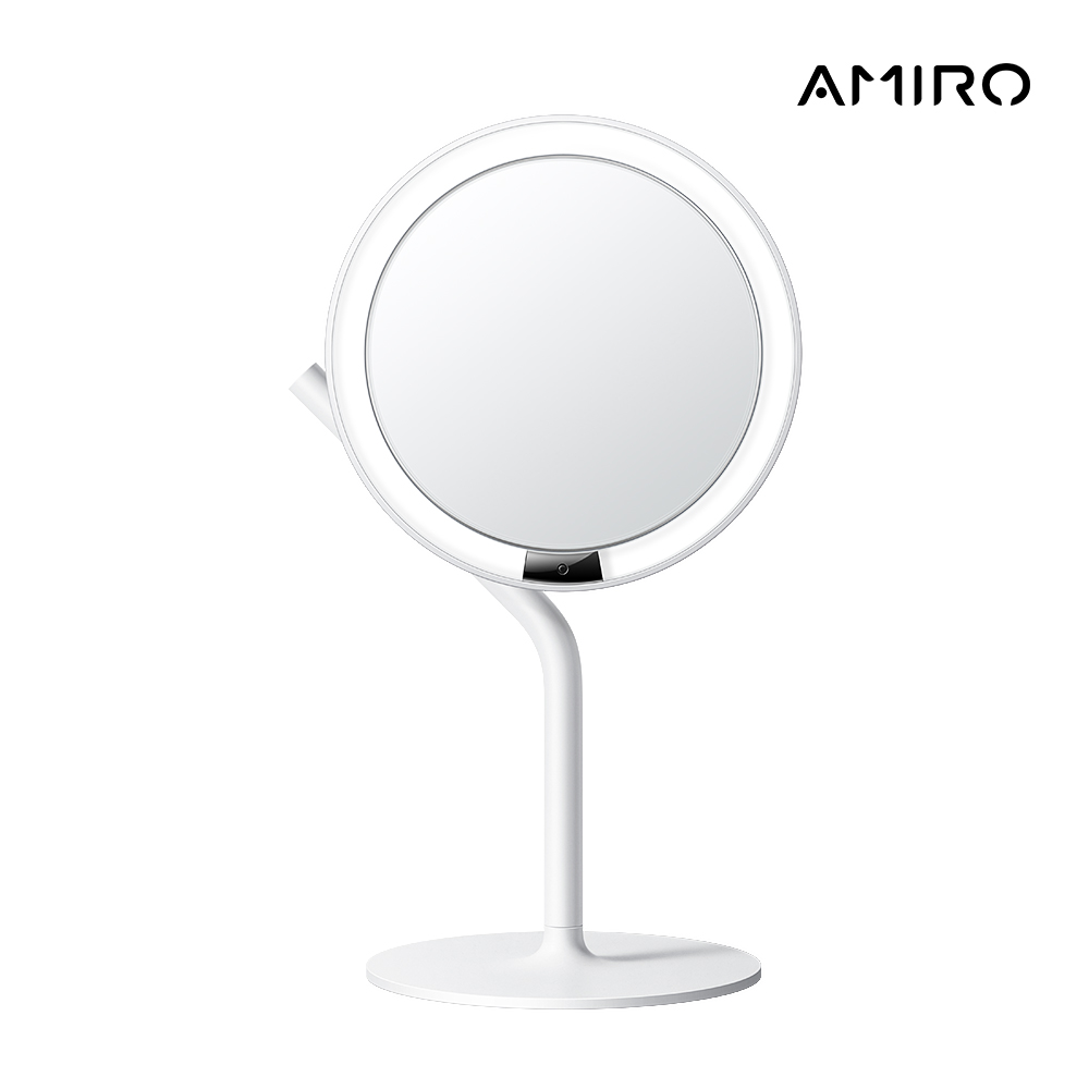 【AMIRO】Mate系列 MINI3 無段調光 LED高清日光化妝鏡-極簡白+5倍磁吸放大鏡