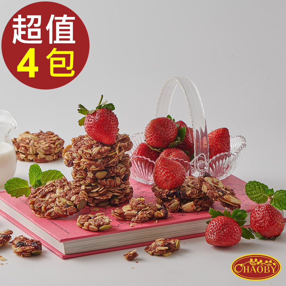 【超比食品】纖女系燕麥脆片-微甜草莓100g X4包