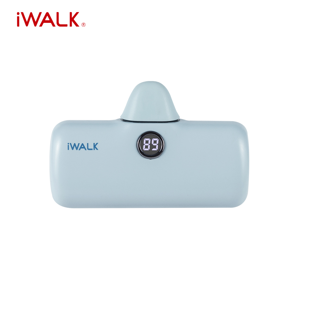 【iWALK】Pro 五代 快充數顯版 直插式口袋電源 行動電源 4800mAh(Lightning接頭專用)(有標示Wh)-寶寶藍