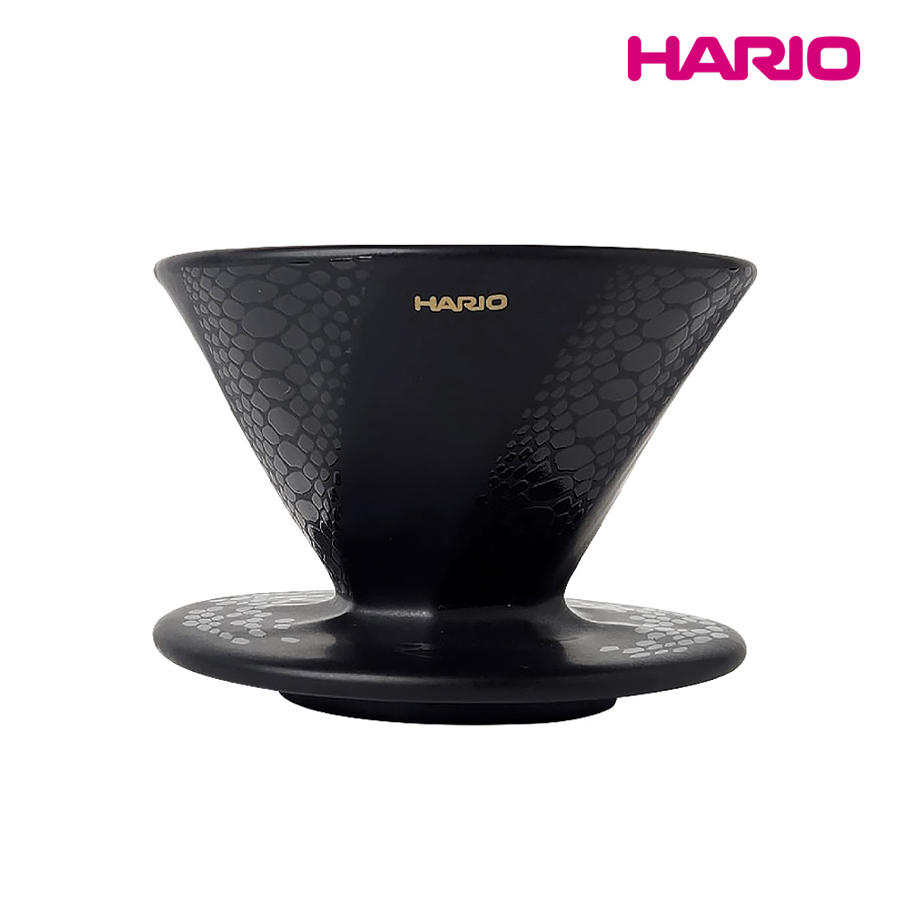 【HARIO】 阿爾法 蛇紋 錐形凹肋陶瓷濾杯-01黑