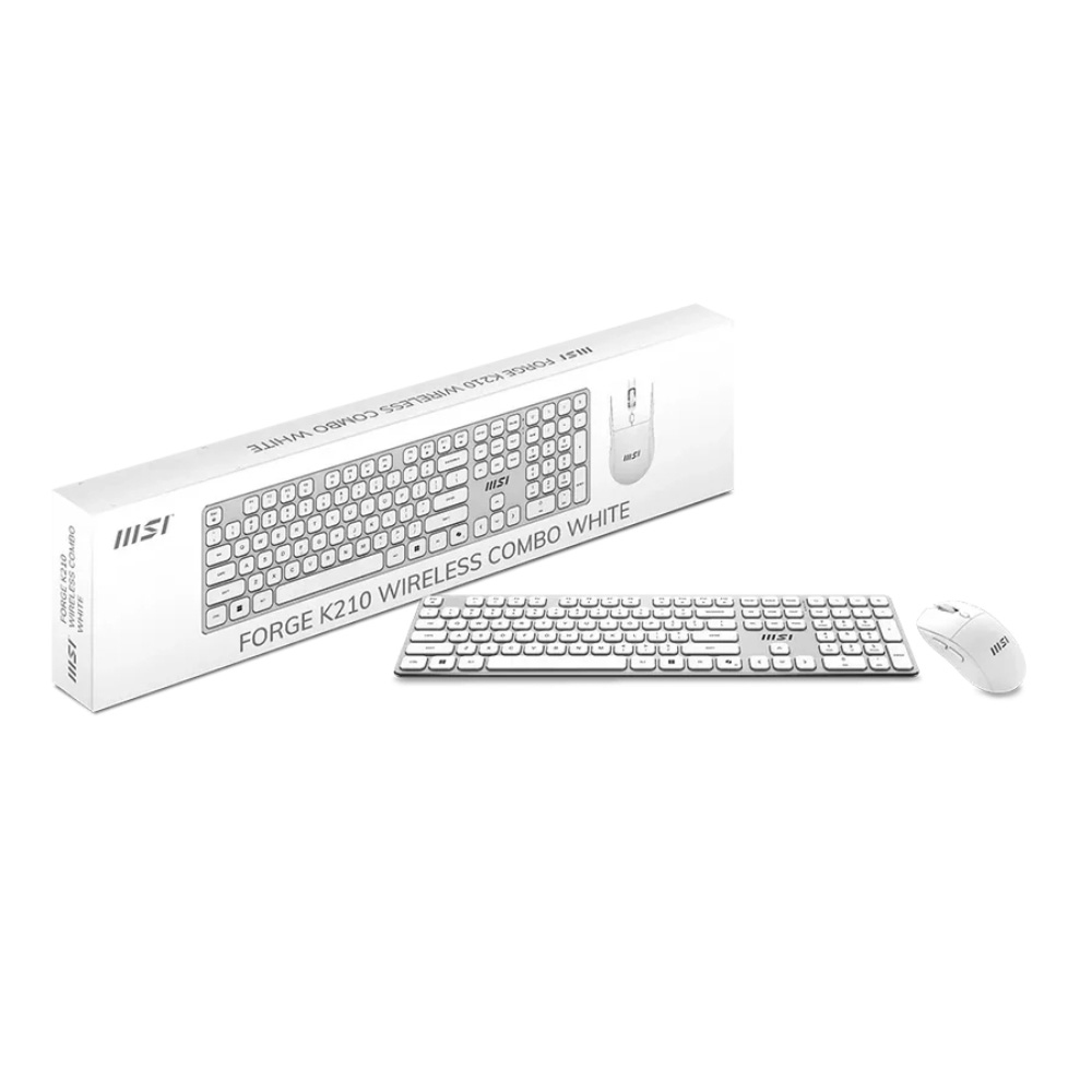 【MSI 微星】FORGE K210 WIRELESS COMBO 電競鍵鼠組(剪刀腳軸)-白色