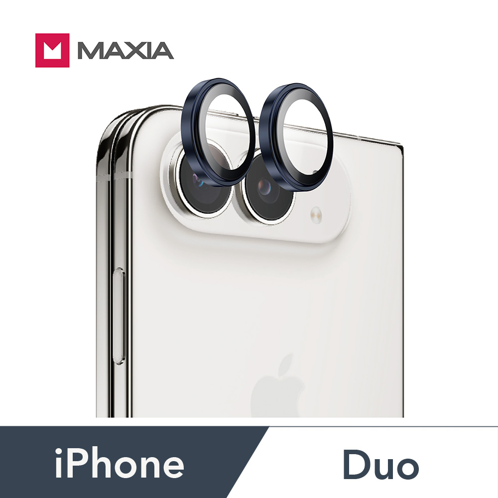 【MAXIA】 iPhone Duo GIA藍寶石保護鏡貼-不鏽鋼框系列(深藍DB)