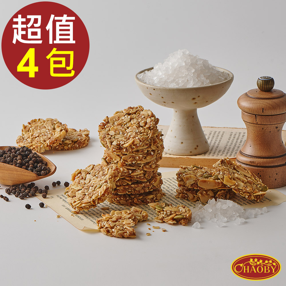 【超比食品】纖女系燕麥脆片-鹹香椒鹽100g X4包