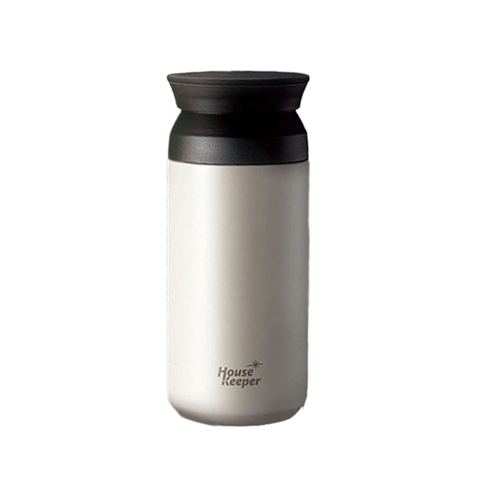 妙管家 304不鏽鋼內膽寬口徑環保隨身保溫杯350ml HKVC-715【雅緻白】